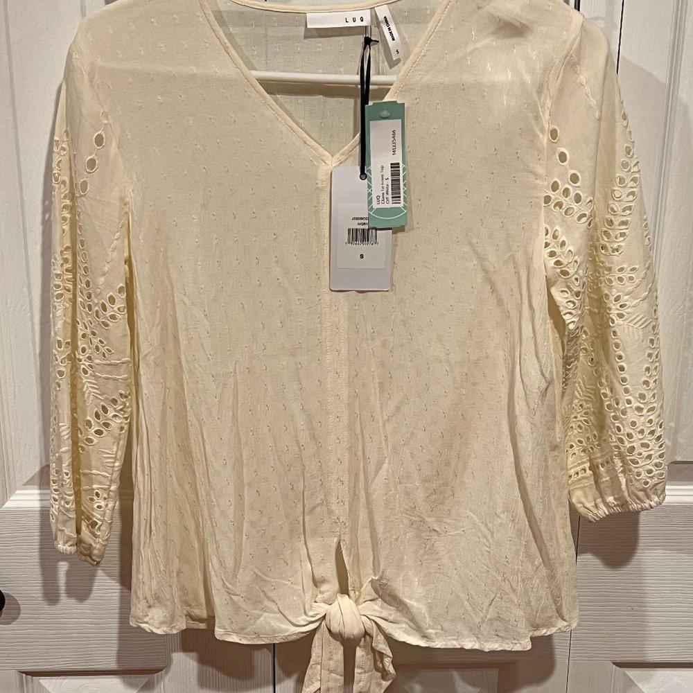 LUQ Rhee Ivory Eyelet Top